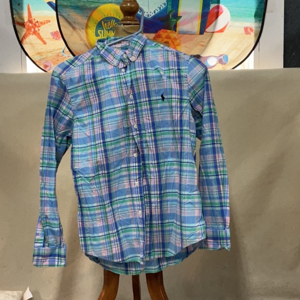 Ralph Lauren Blue and Green Casual Button Down Shirt